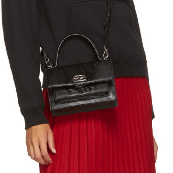 Balenciaga Sharp XS Lizard-Effect Leather Bag Blac - Picture 2 of 6